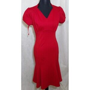Miusol Fashion Mermaid Pencil Dress Womens S Red V-Neck Rockaway Cocktail NWT